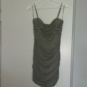 GARAGE Olive Green Ruched Dress